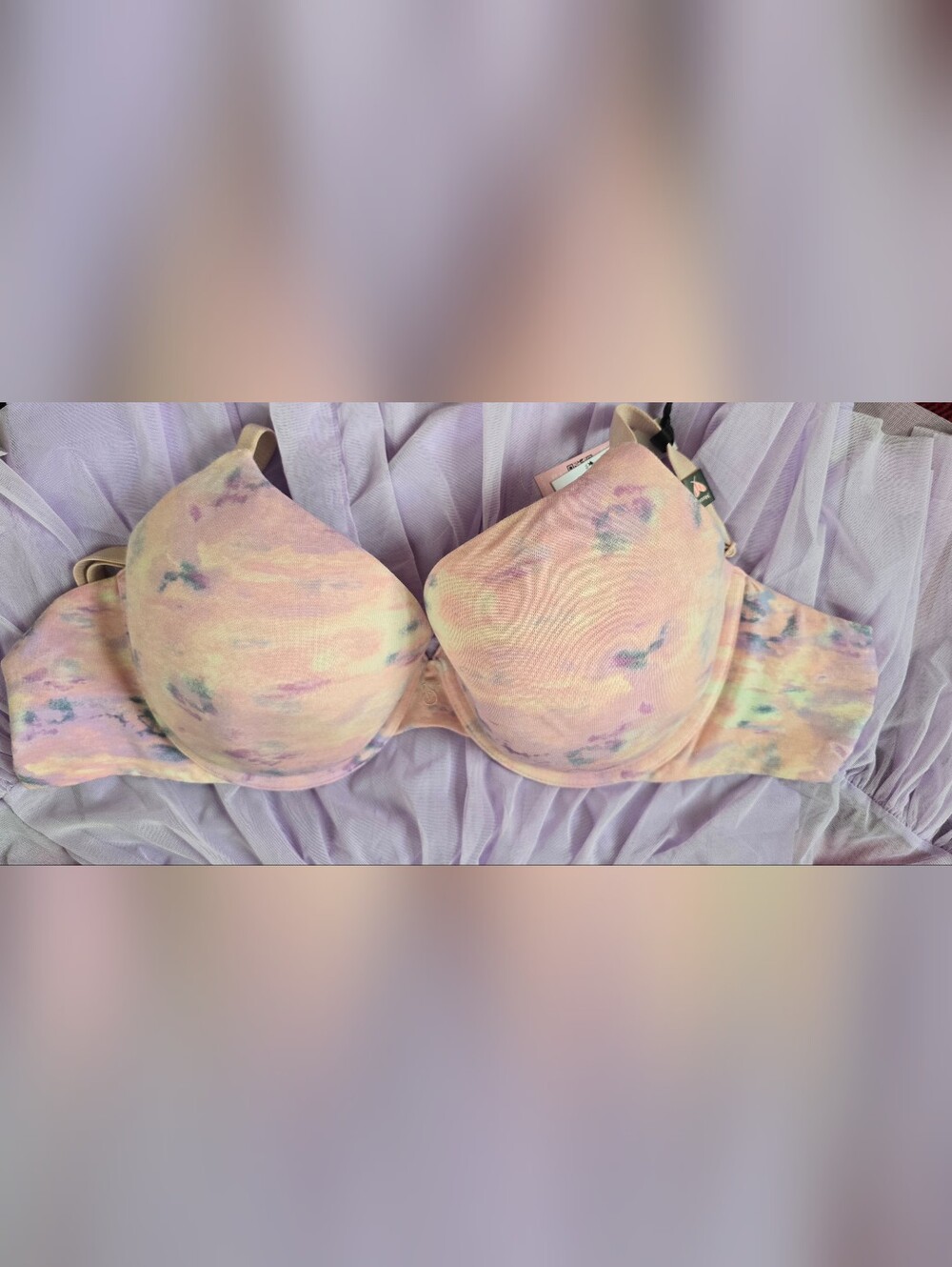 Victoria's Secret Pastel Tie-Dye Underwire Bra - Pink, Purple, Cream